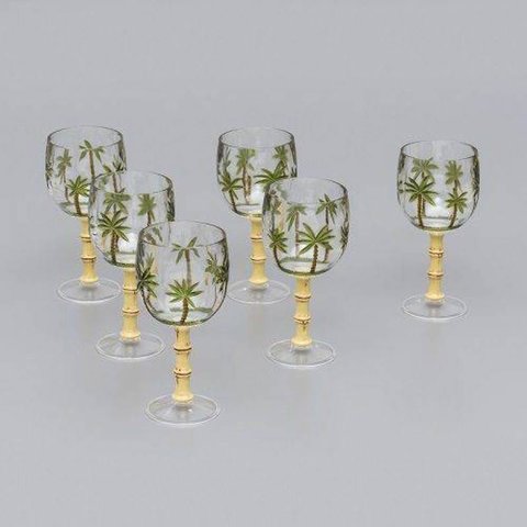 Jogo 6 Taças 500Ml para Água Acrílico Palm Tree Bon Gourmet - R10938