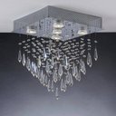Ver imagem 1 de Plafon Sobrepor de Cristais Quadrado Thunder 5 Lâmpadas Bronzearte Transparente
