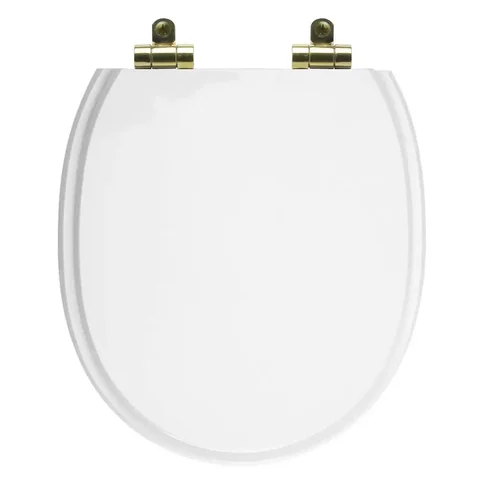 Assento Sanitário Poliéster Soft Close Village Branco para vaso Deca com Ferragem Dourada