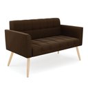 Ver imagem 3 de Kit 1 Sofá Namoradeira e 2 Poltronas Elisa Suede Pés Palito - D'Rossi Cor Marrom