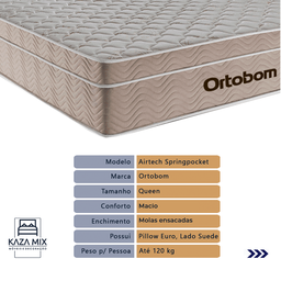 Cama Box e Colchão Airtech Springpocket Molas Ensacadas Queen Ortobom: Bege - 2