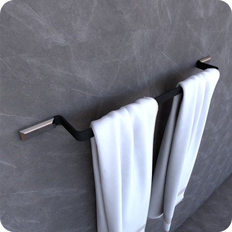 Suporte Porta Toalhas De Banho Preto e Cromo Empire
