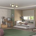 Ver imagem 1 de Conjunto Quarto Bicama Baú com Prateleira e Escrivaninha Multimóveis MP4126 Branco/Rustic
