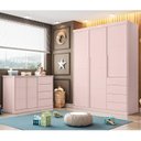 Ver imagem 2 de Jogo de Quarto Infantil Pietra com Guarda Roupa e Cômoda Rosê - PR Baby