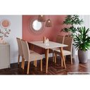 Ver imagem 6 de Mesa para Cozinha Adele + Tampo Madeirado Vidro 130x80cm Madeira/Off White - Cimol