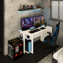 Ver imagem 1 de Mesa Gamer Vênus 2 Prateleiras Branco - Panorama Móveis