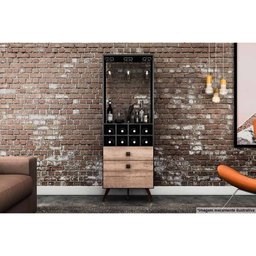 Adega de Sala Jantar RT 3090 Bar p/ 8 Garrafas Preto/Rustico - Movelbento - 4