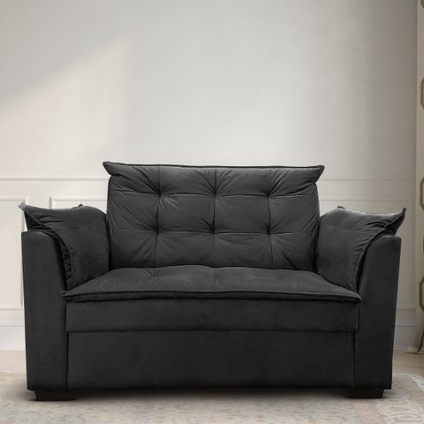Sofá 2 Lugares para Sala Moderno Confortável Zilda Suede:preto