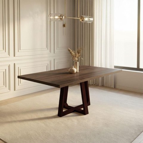 Mesa de Jantar Julia 6 Lugares Retangular Tampo Freijó 160cm Castanho Ideal Decor