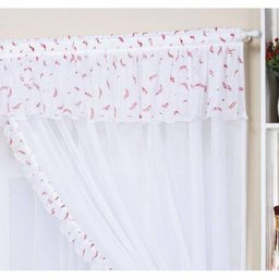 Cortina Cozinha 2,00 Metros X 1,50 Metros Alt Tecido Voil - Pimenta - 3