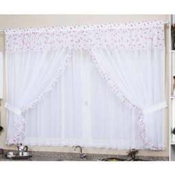 Cortina Cozinha 2,00 Metros X 1,50 Metros Alt Tecido Voil - Pimenta - 1