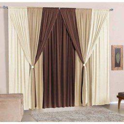 Cortina para Varão Jussara 4 Metros x 2,80 Metros Alt. Tecido Malha Gel - Tabaco/Palha - 3 Cortina para Varão Jussara 4 Metros x 2,80 Metros Alt. Tecido Malha Gel - Tabaco/Palha - 3