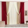 Cortina para Varão Jussara 3 Metros x 2,80 Metros Alt. Tecido Malha Gel - Vermelho/Palha - 1