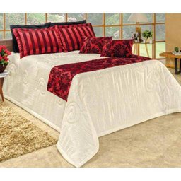 Colcha Cobre Leito Casal Queen Viena Vermelho - 06 Peças - 1