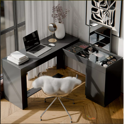 Escrivaninha Penteadeira Camarim de Canto Star Preto - Mobler - 2