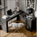 Ver imagem 4 de Escrivaninha Penteadeira Camarim de Canto Star Preto - Mobler