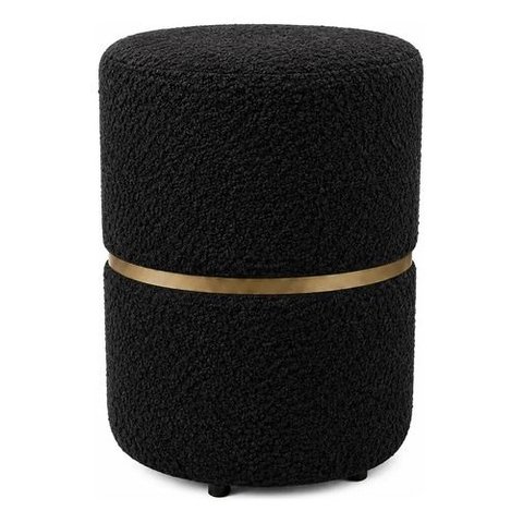 Kit de Puff Cinta no Meio Dourado, Cor  Preto Boucle - Let Móveis