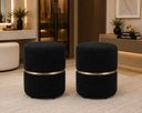 Ver imagem 3 de Kit de Puff Cinta no Meio Dourado, Cor  Preto Boucle - Let Móveis