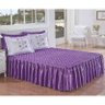 Colcha Casal Padrão Barcelona 03 Peças Bordado - Tecido Cetim - Lilás - 1
