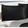 Cobre Leito Casal Padrão Pati 03 Peças Liso Tecido Microfibra Matelado - Preto/cinza - 2