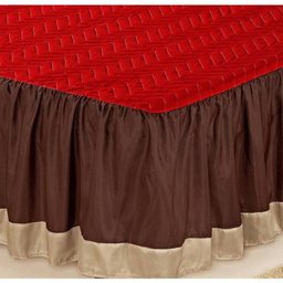 Colcha Casal Queen Bia 03 Peças Estampado com Babado - Vermelho - 7