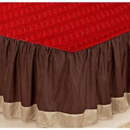 Colcha Casal Queen Bia 03 Peças Estampado com Babado - Vermelho - 3