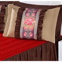 Ver imagem 4 de Colcha Casal Queen Bia 03 Peças Estampado com Babado - Vermelho