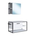 Ver imagem 2 de Conjunto Suspenso Banheiro Gabinete Espelheira 80cm Branco P1013
