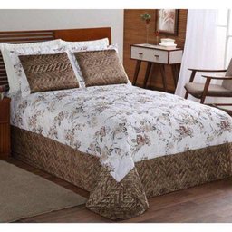 Cobre Leito Casal Queen Infinity 03 Peças Tecido Cetim E Microfibra - Caqui - 1