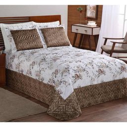 Cobre Leito Casal Queen Infinity 03 Peças Tecido Cetim E Microfibra - Caqui - 5