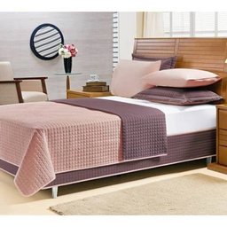 Cobre Leito Solteiro Plaza 02 Peças Dupla Face - Rosê/lavanda - 1