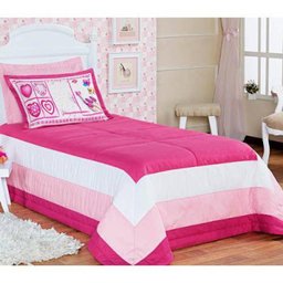 Cobre Leito Solteiro Padrão Lara 02 Peças Tecido Microfibra - Pink - 1 Cobre Leito Solteiro Padrão Lara 02 Peças Tecido Microfibra - Pink - 1