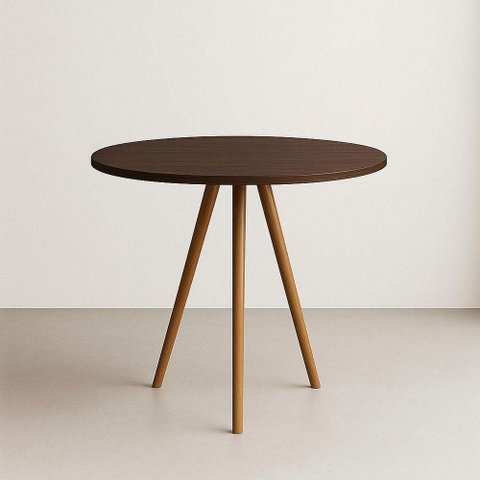 Mesa de Jantar Redonda 80cm Tripé Bistrô MDF Madeira Cor Castanho
