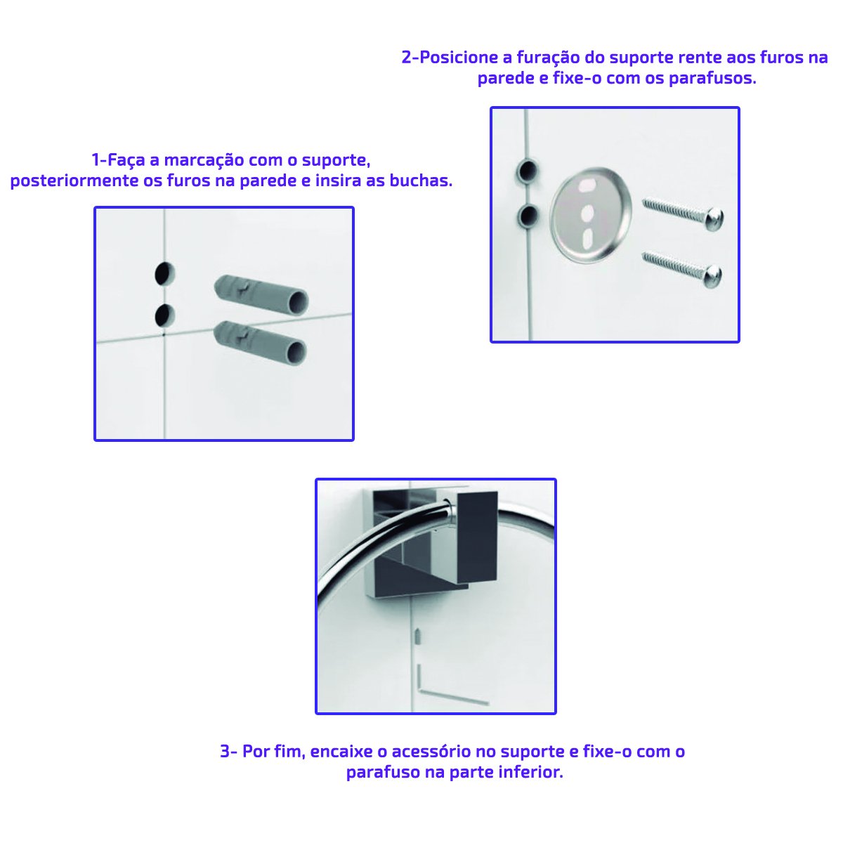 Porta Toalha Gancho Cabide Banheiro Quadrado Preto Metal - 3