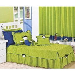 Cobre Leito Solteiro Infantil Bambino 04 Peças Tecido Microfibra Acompanha Boneco - Verde - 4
