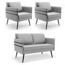 Ver imagem 1 de Kit 01 Namoradeira e 02 Poltronas Suede Cinza