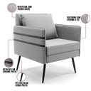 Ver imagem 4 de Kit 01 Namoradeira e 02 Poltronas Suede Cinza