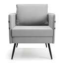 Ver imagem 6 de Kit 01 Namoradeira e 02 Poltronas Suede Cinza