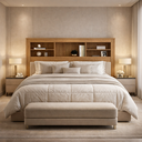 Ver imagem 1 de Cabeceira Lisboa com Prateleiras e Nicho Organizador P/ Cama Box Casal 140 Quarto Casal:nature Ripad