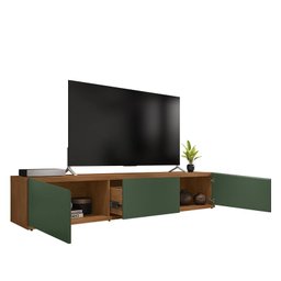 Rack Para Sala Tv Eros 180 Com 2 Portas e 1 Gaveta Cedro/Verde Oliva - 2