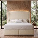 Ver imagem 4 de Cabeceira para Cama Box Casal Padrão Shae 140cm Estofada com Frame Bouclê Bege - Desk Design