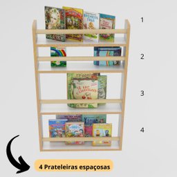 Estante Nicho com 3 Prateleiras para Livros e Brinquedos-mel - 3