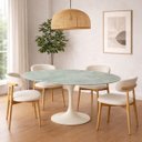 Ver imagem 5 de Mesa de Jantar Saarinen Oval 160x90 Cm Off White & Mármore da Vinci