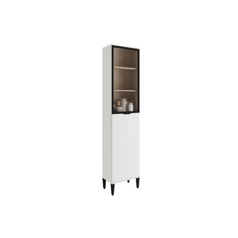 Paneleiro de Cozinha Alpha 2509 C/ 2 Portas (1 C/ Vidro Canelado) 50cm Branco - Carraro