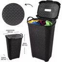 Ver imagem 4 de Kit C/ 2 Cesto de Roupas Rattan Tampa Basculada com Alça 50l