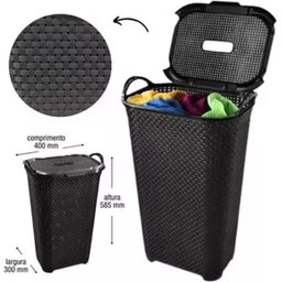 Kit C/ 2 Cesto de Roupas Rattan Tampa Basculada com Alça 50l - 4