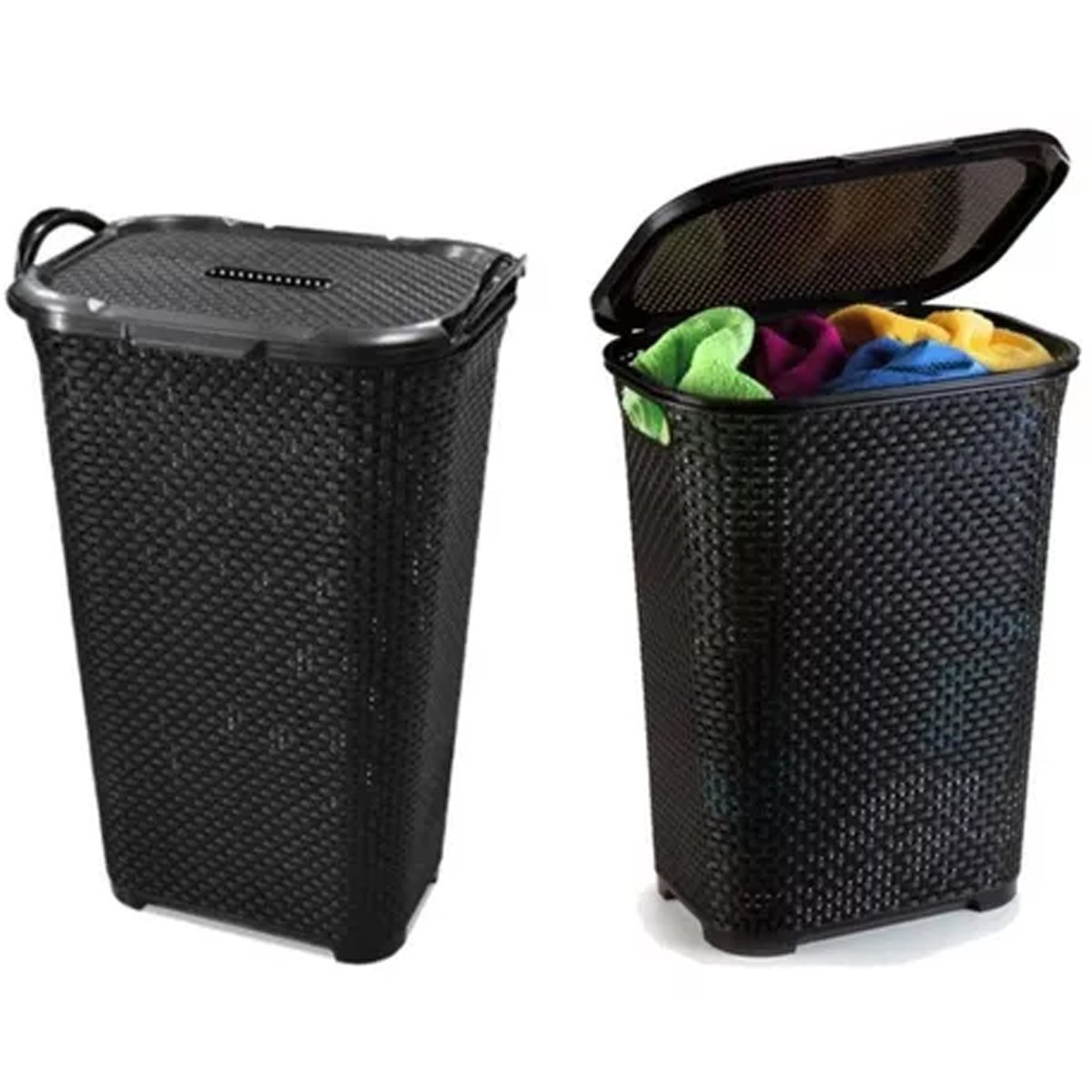 Kit C/ 2 Cesto de Roupas Rattan Tampa Basculada com Alça 50l - 6