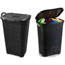 Ver imagem 6 de Kit C/ 2 Cesto de Roupas Rattan Tampa Basculada com Alça 50l