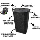 Ver imagem 3 de Kit C/ 2 Cesto de Roupas Rattan Tampa Basculada com Alça 50l
