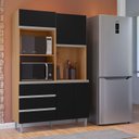 Ver imagem 5 de Armário para Cozinha Kit Livia 120 Cm Amendoa com Preto - Ajl